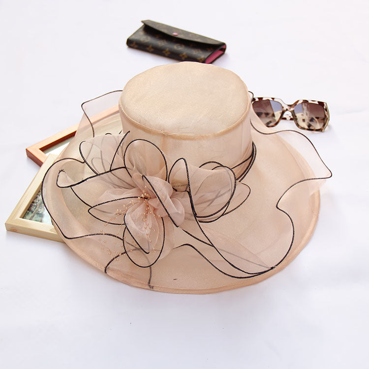 Wholesale Summer Flower Mesh Sun Hat Beach Sun Hat Organza Hat